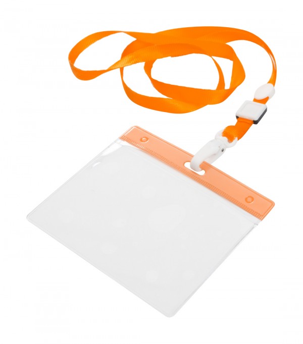 Ballek suport ecuson cu lanyard  portocaliu