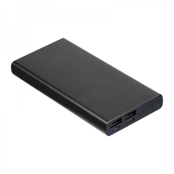 GIORGIA Powerbank din aluminiu reciclat 10.000 mAh 14,2 x 6,5 x 1,6 cm Negru