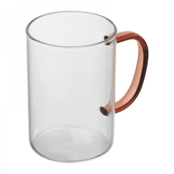 EDDA Pahar din sticlă cu mâner colorat, 250 ml ø 7 × 10,1 cm Rosu