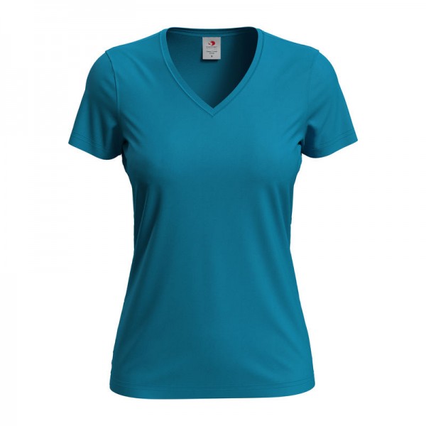 Classic-T V-neck Women's T-shirt L Ocean Blue