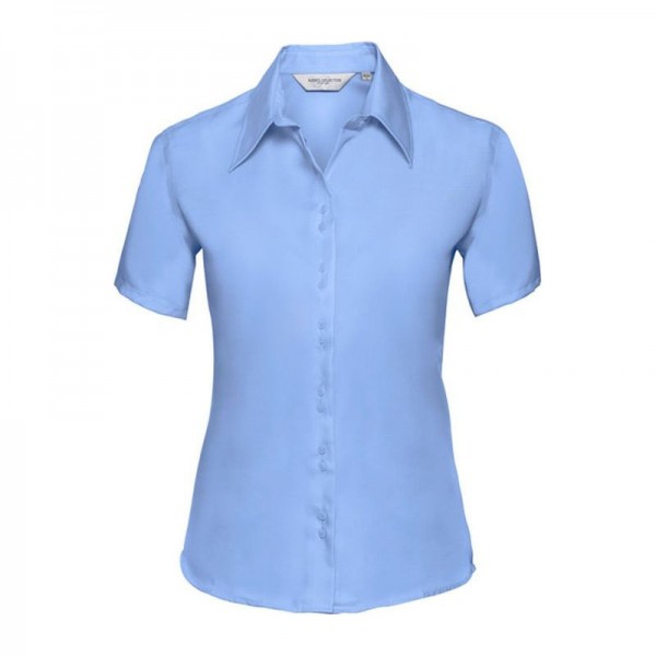 Russell Non-iron ladies blouse short-sleeve XS Bright Sky