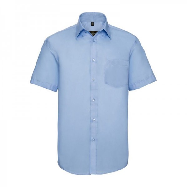 Russell Non-iron Men Shirt short-sleeve 4XL Bright Sky