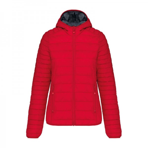 LADIES' LIGHTWEIGHT HOODED PADDED JACKET XS Red