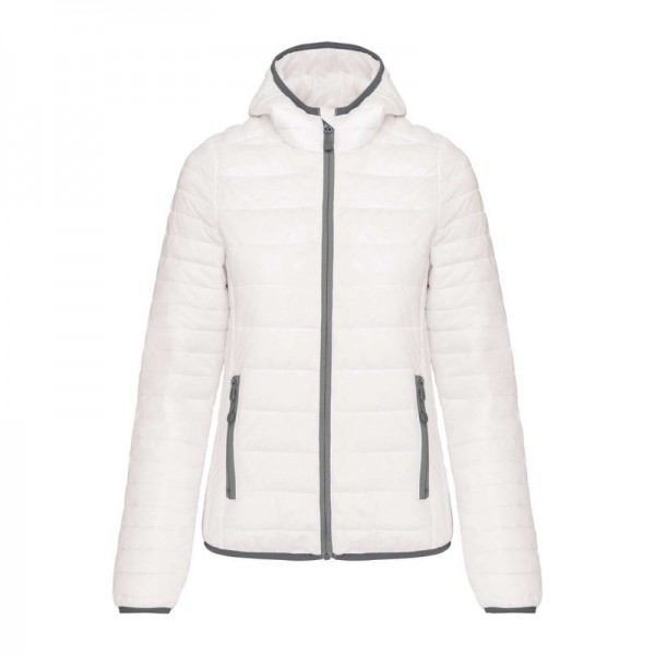 LADIES' LIGHTWEIGHT HOODED PADDED JACKET XL White