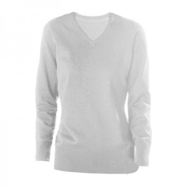 Ladies' V-Neck Jumper S Grey Melange
