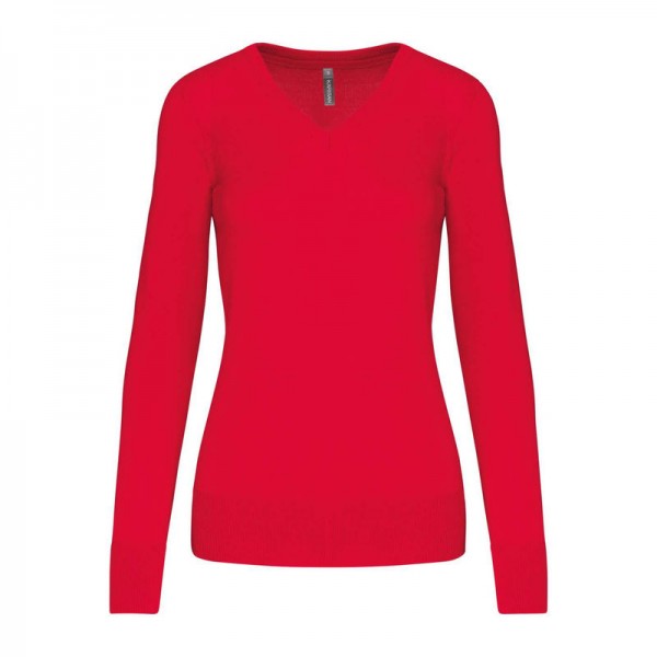 Ladies' V-Neck Jumper 2XL Red