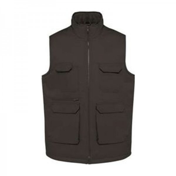 UNISEX PADDED MULTI-POCKET POLYCOTTON VEST S Dark Grey