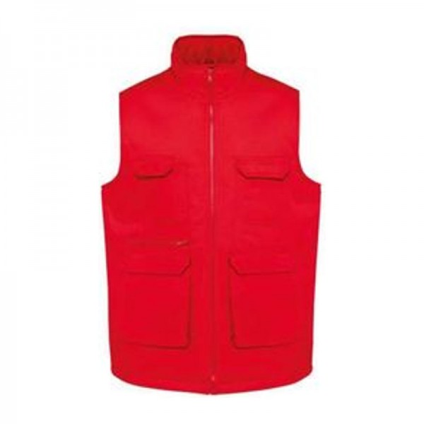 UNISEX PADDED MULTI-POCKET POLYCOTTON VEST 2XL Red
