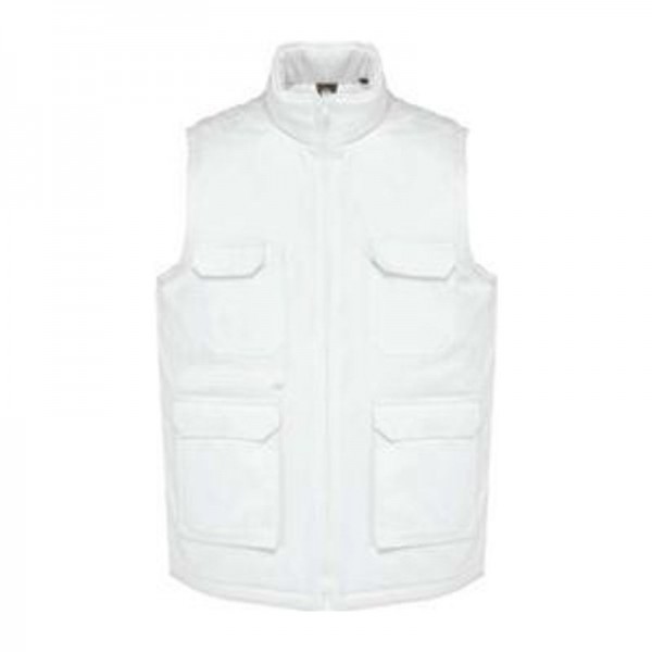 UNISEX PADDED MULTI-POCKET POLYCOTTON VEST L White