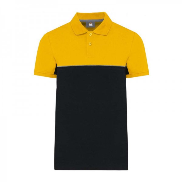 UNISEX ECO-FRIENDLY TWO-TONE SHORT SLEEVE POLO SHI M Black/Yellow